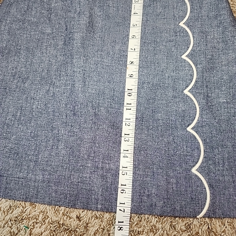 J. Crew Scalloped Front A Line Wrap Mini Skirt Cotton Button Blue Size 0 - Picture 5 of 9